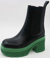 Black Boots w/Green Platform on