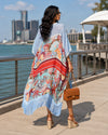 Blue Floral Fringe Kimono