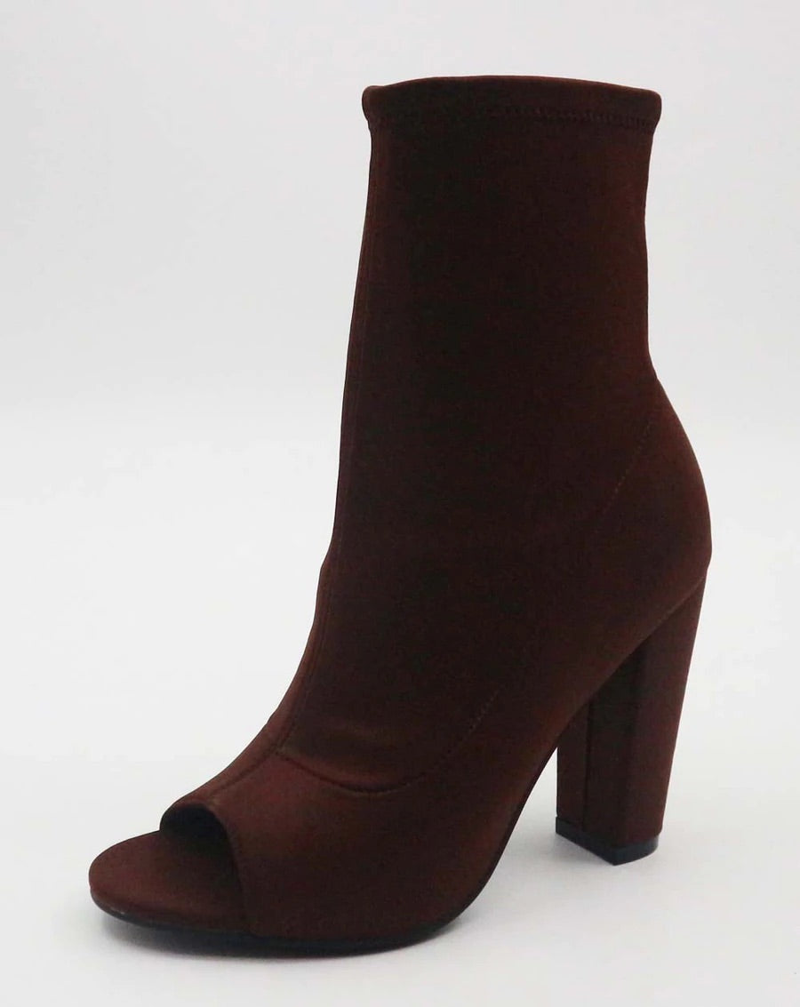 $45 Brown Peep Toe Booties