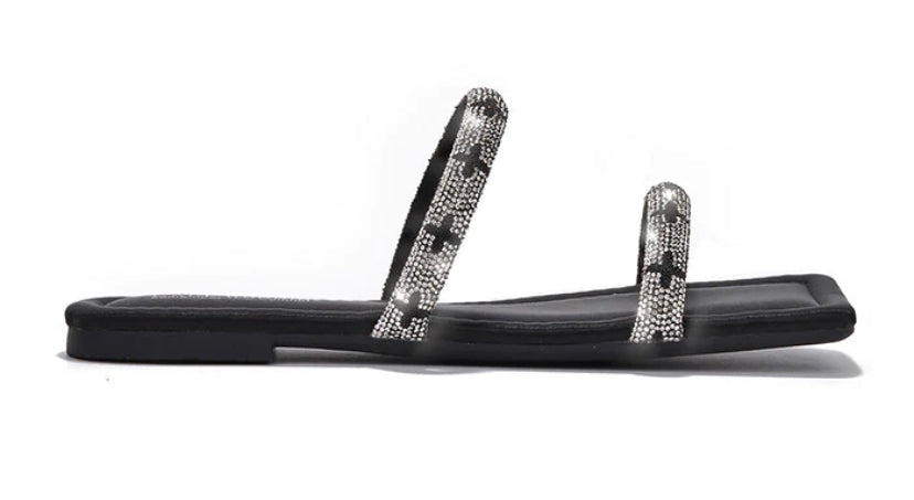 $25 Black Rhinestone Sandals