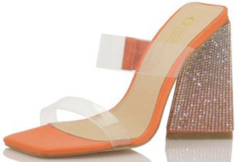 $55 Orange Triangular Block Heel