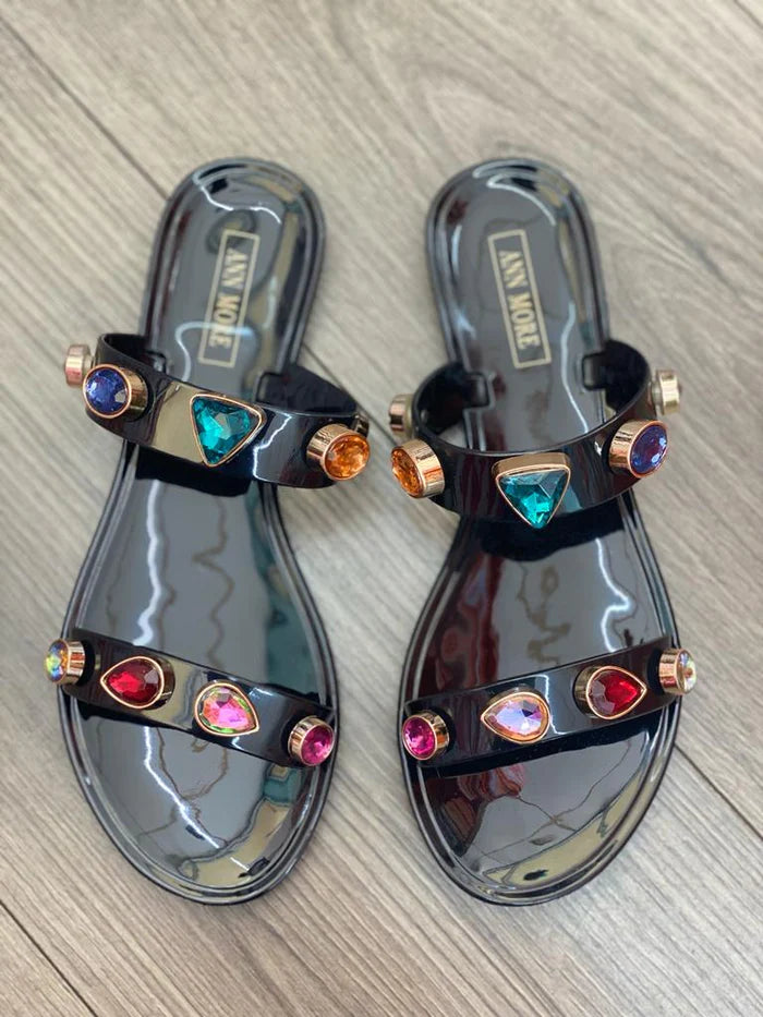 25 Black Jeweled Jelly Sandals The Shoe Lady Shoetique