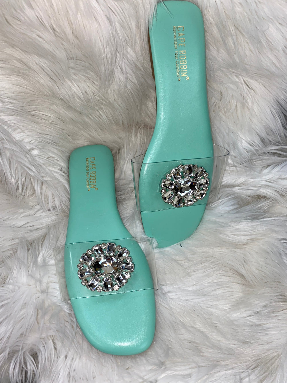 $25 Mint Jeweled Sandals