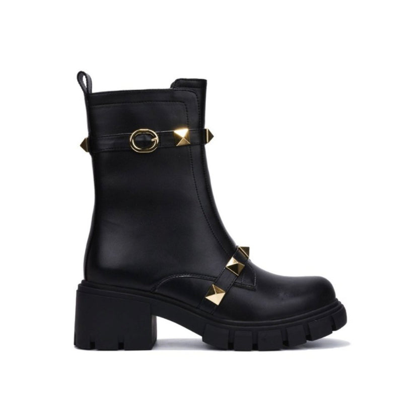 CLEARANCE $25 Black Boots with Gold Studs