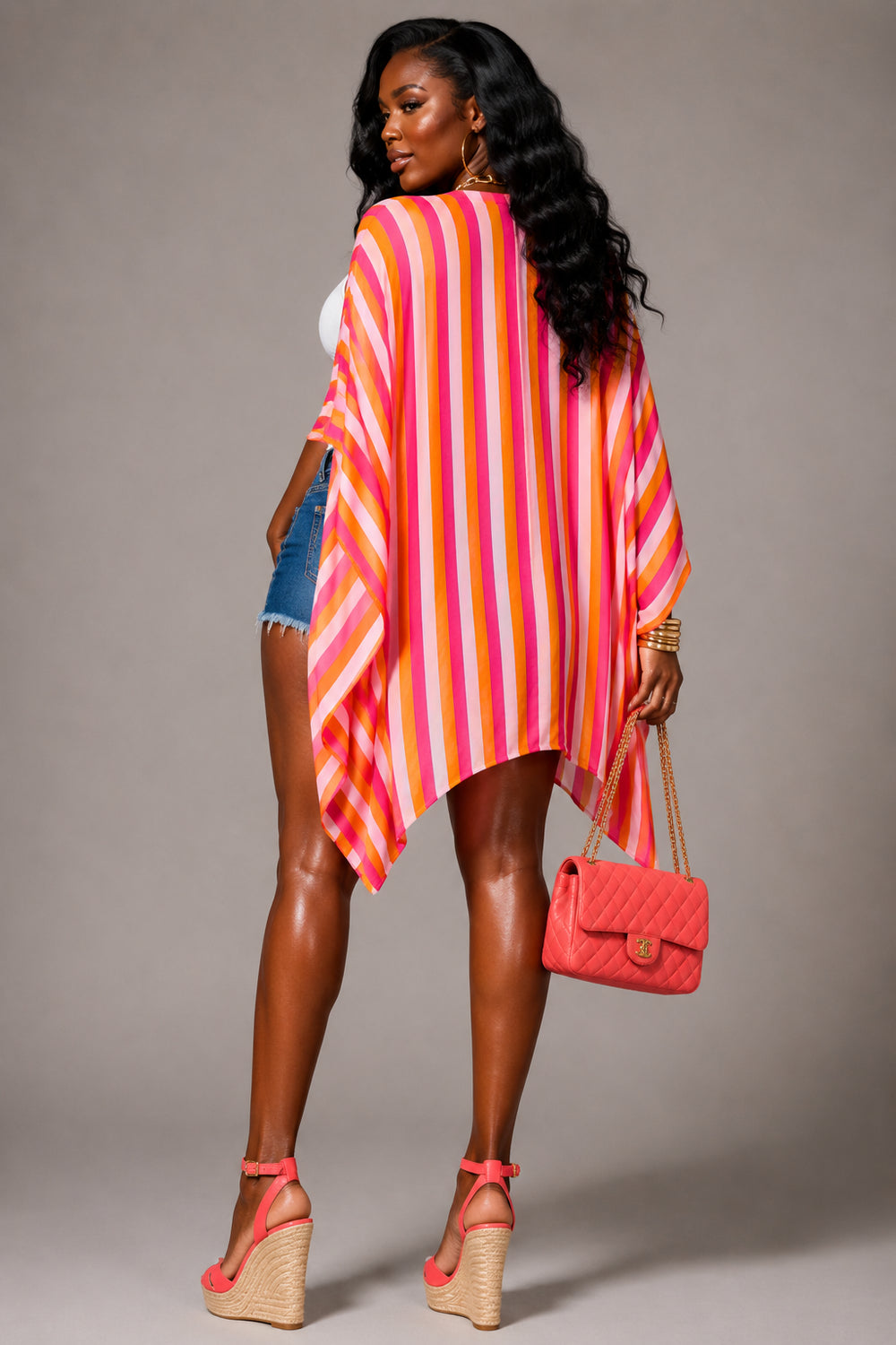 Pretty in Pink Striped Kimono