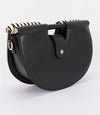 Black & White Striped Half-Moon Handbag