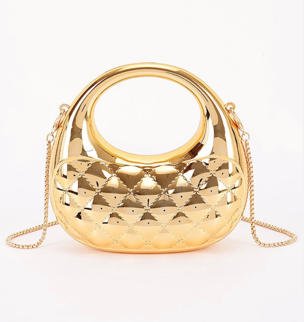Gold Quilted Mini Handbag