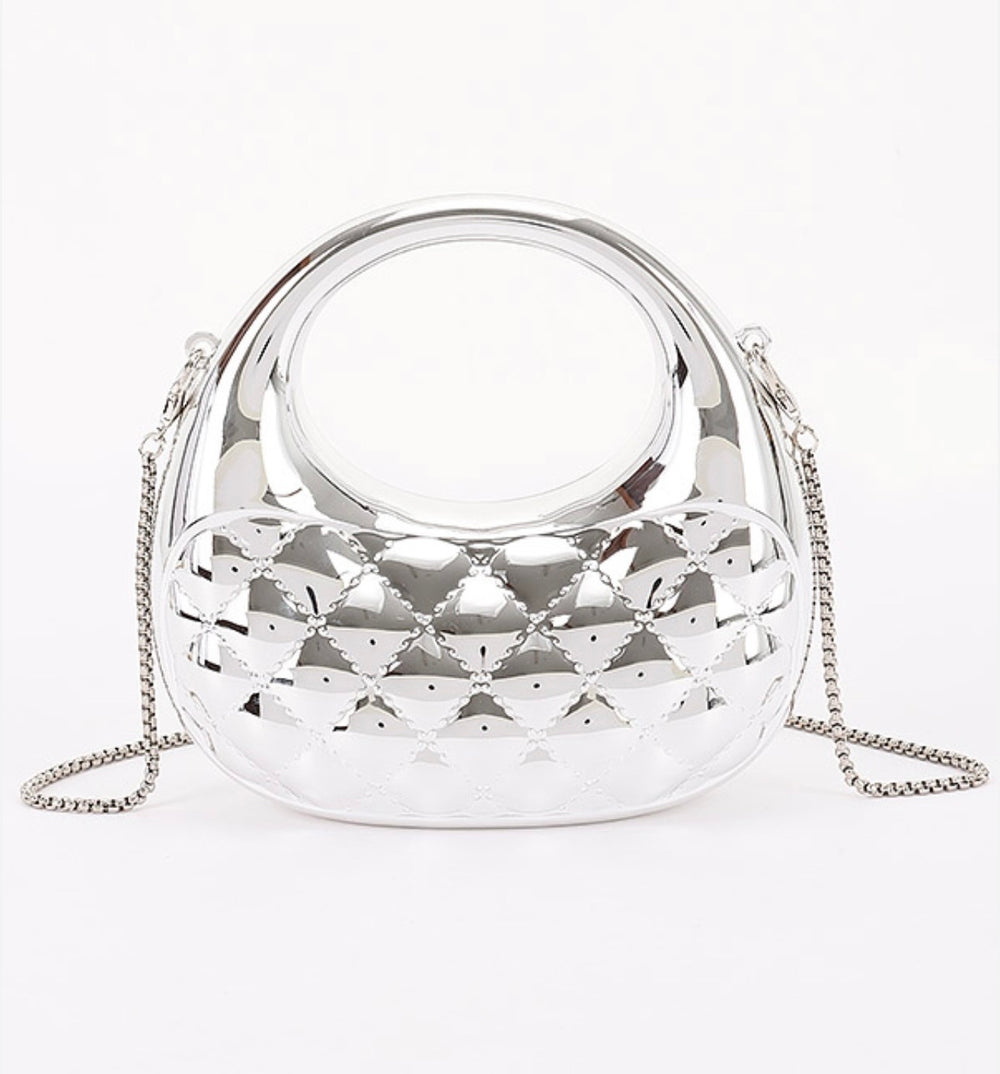 Silver Quilted Mini Handbag