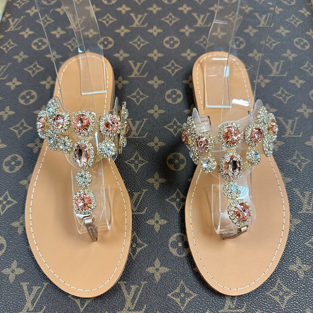 $35 Rose Gold Jeweled Sandals