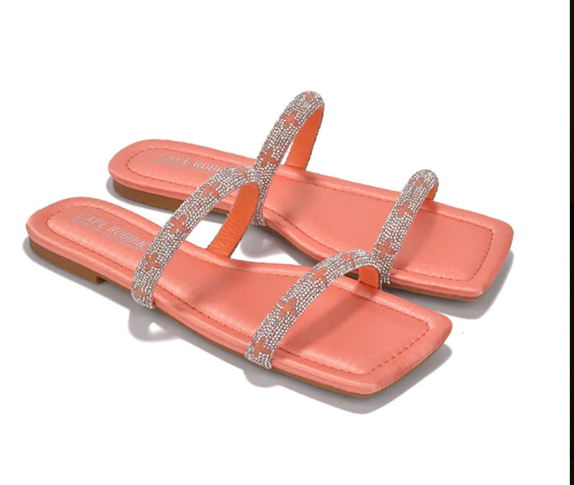 $25 Orange Rhinestone Sandals