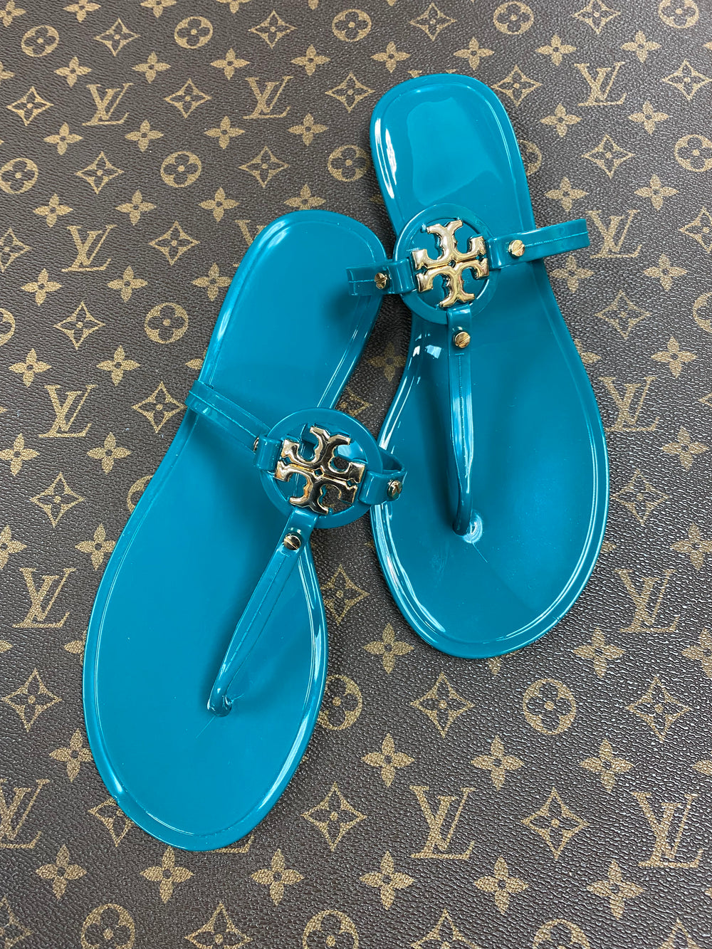 $40 Teal Jelly Sandals