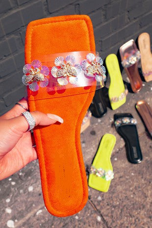 $30 Orange Rhinestone Butterfly Sandals