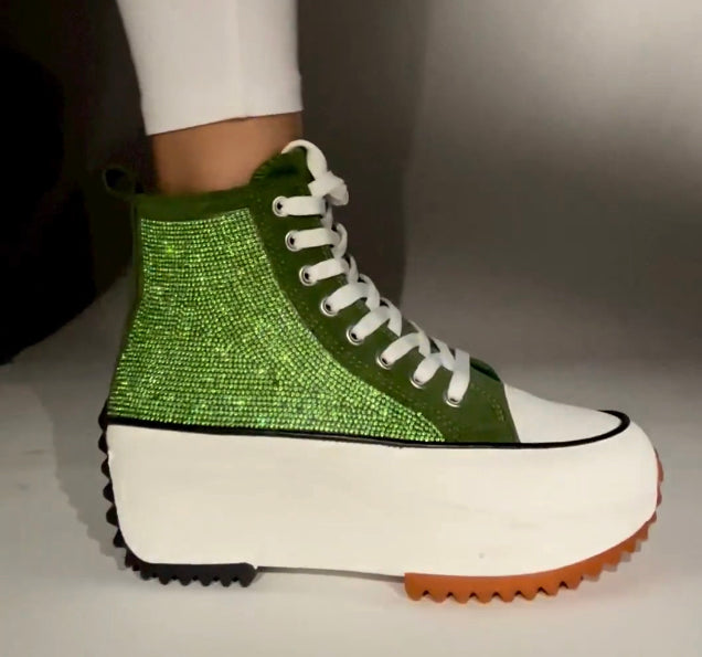 Green Rhinestone Sneakers