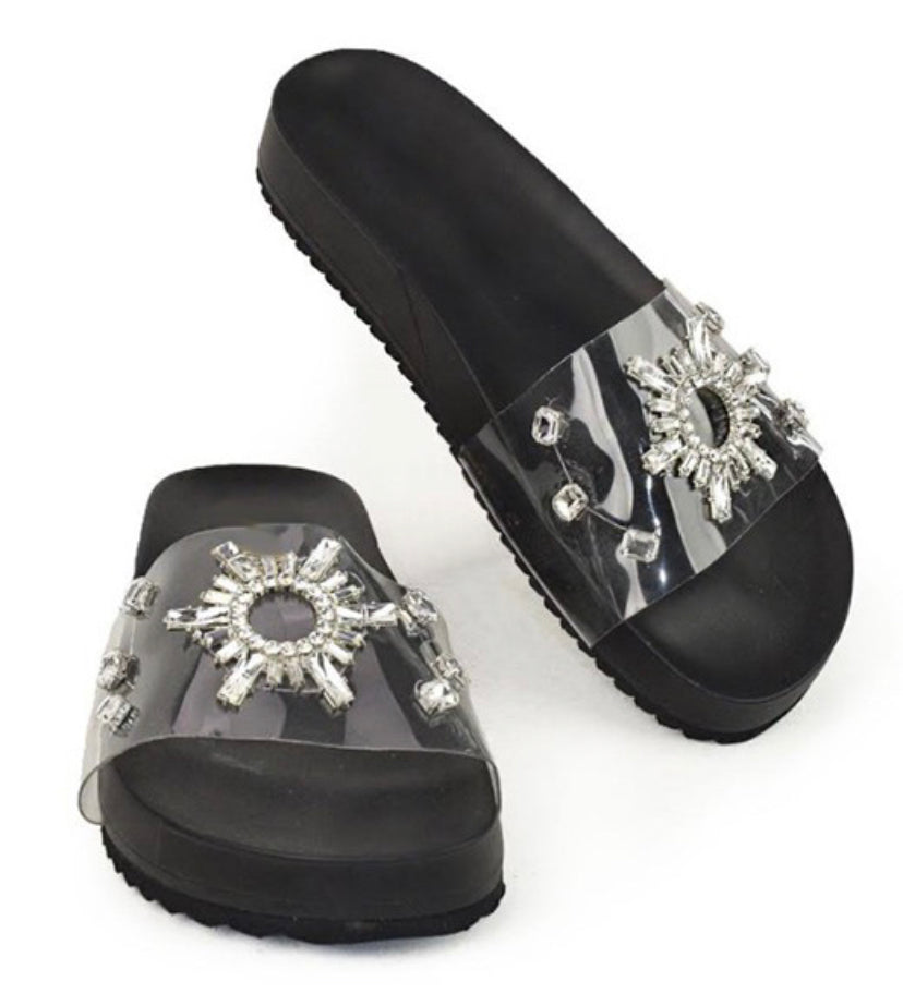 $35 Black Jeweled Sandals
