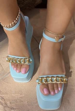 $40 Light Blue Platform Sandals