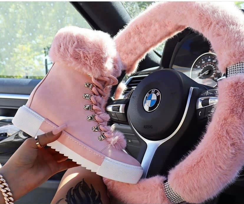 $45/Pink Faux Fur Sneaker