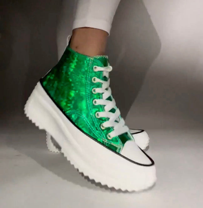 $45 Green Shiny Sneakers